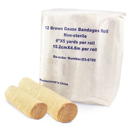 OASIS Brown Gauze Rolls, 6in X 5 Yards, 12 Per Bag 81561
